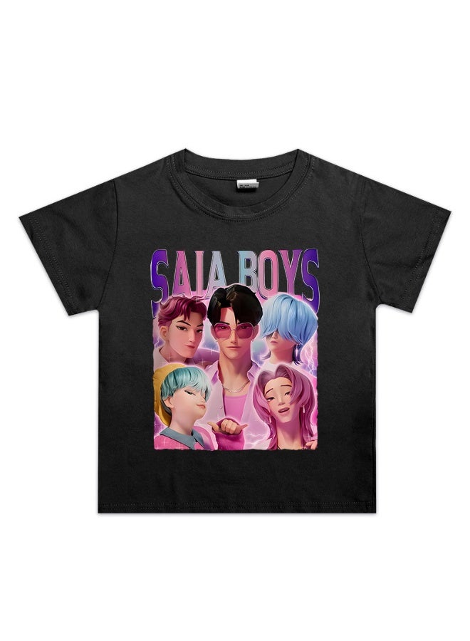 عام كبوب شيطان الصيادين القطن تي شيرت الصيف الرياضة أعلى الاتجاه الفتيان والفتيات فضفاضة قصيرة الأكمام - Image 1