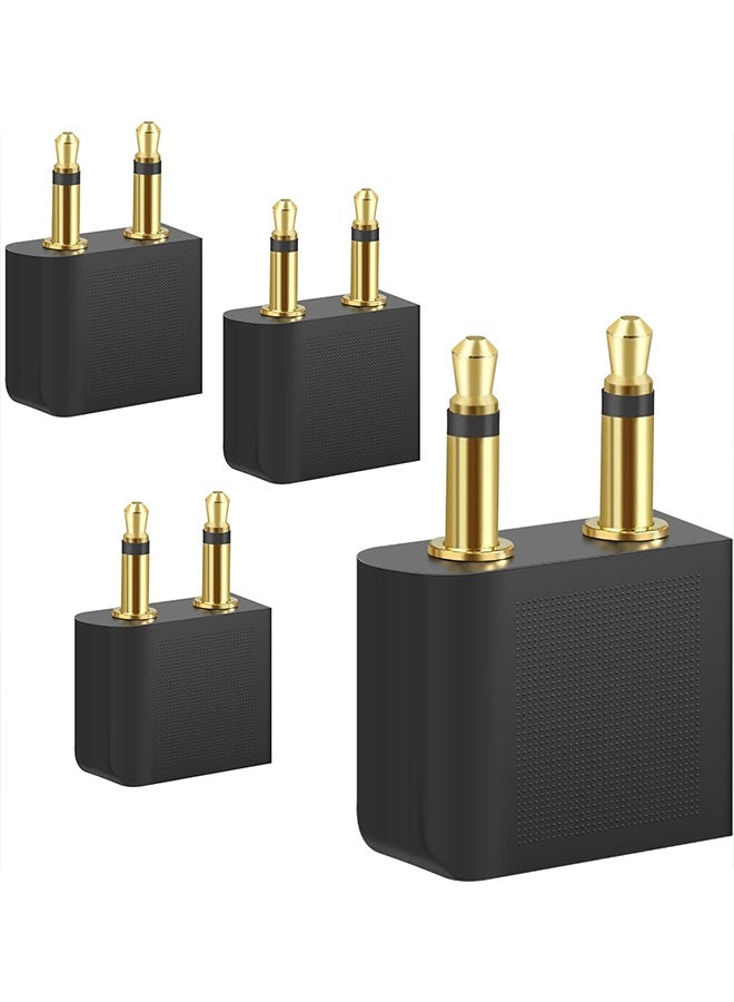 Tersely [4 PACK] Gold Plated Flight Airplane Headphone Audio Adapter, Air Plane Flight Connector Earphone Headphone Audio | Convert Great Sound on All Planes | Suits All in-Flight Media Systems - Image 1