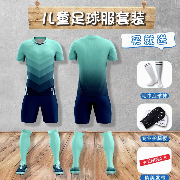 Children'S Football Uniform Suit For Boys And Girls, Group Purchase Printed Number Short-Sleeved Performance Uniform, Kindergarten Primary School Student Jersey Printing Trend - Image 1