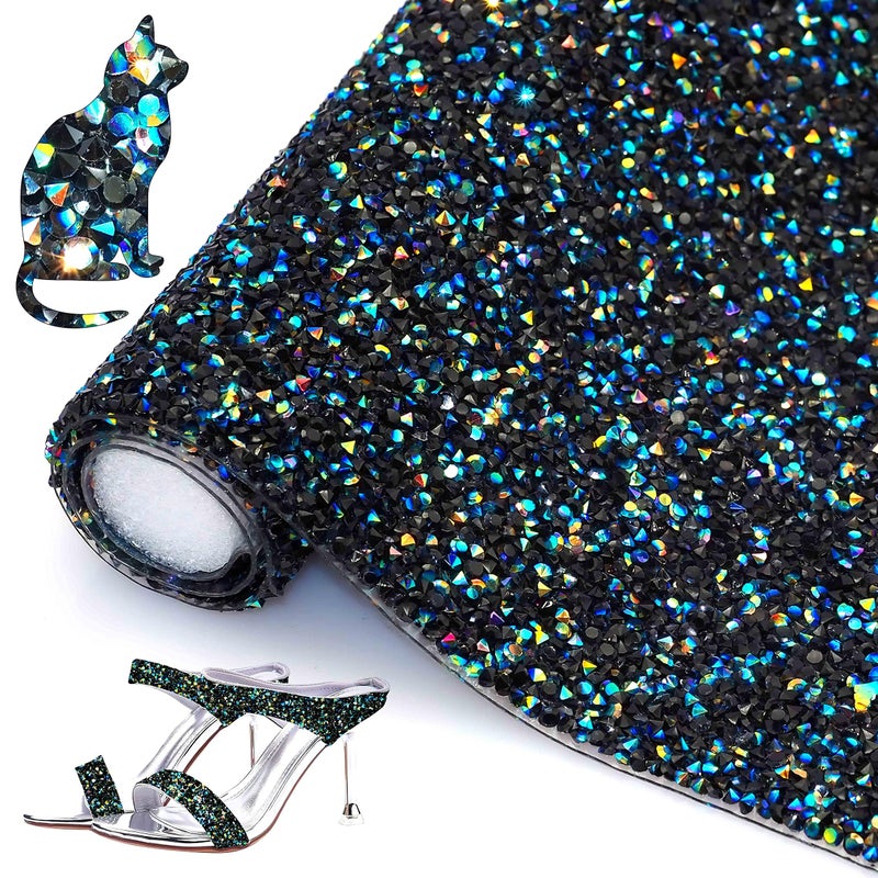 Locacrystal Bling Resin Rhinestone Sticker DIY Car Decoration Stickers SelfAdhesive Hotfix Glitter Crystal Gem Sheet Stickers for Car  Crafts DecorationBlack AB94x158