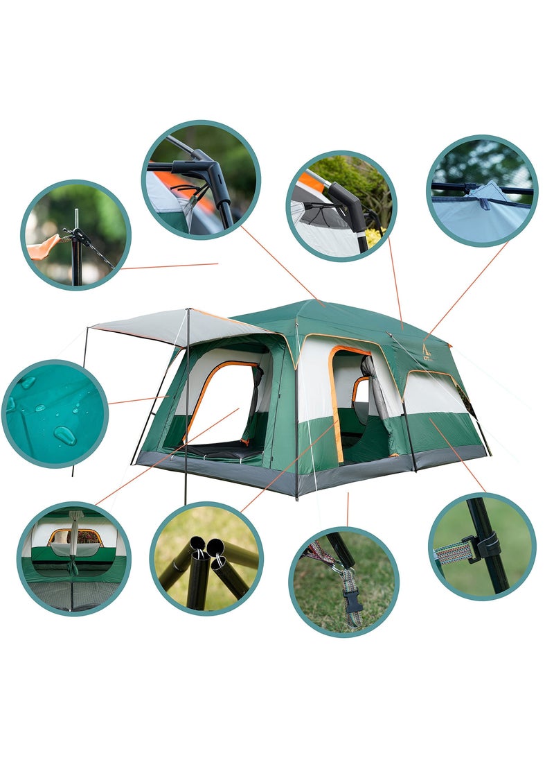 Arabest Camping Tent, Extra Large Tent 8-12 Person Family Cabin Tent, Double Layer Waterproof, 3 Doors and 3 Windows with Mesh, Big Tent for Camping, Outdoor, Picnic, Family, Friends Gathering  - Image 2