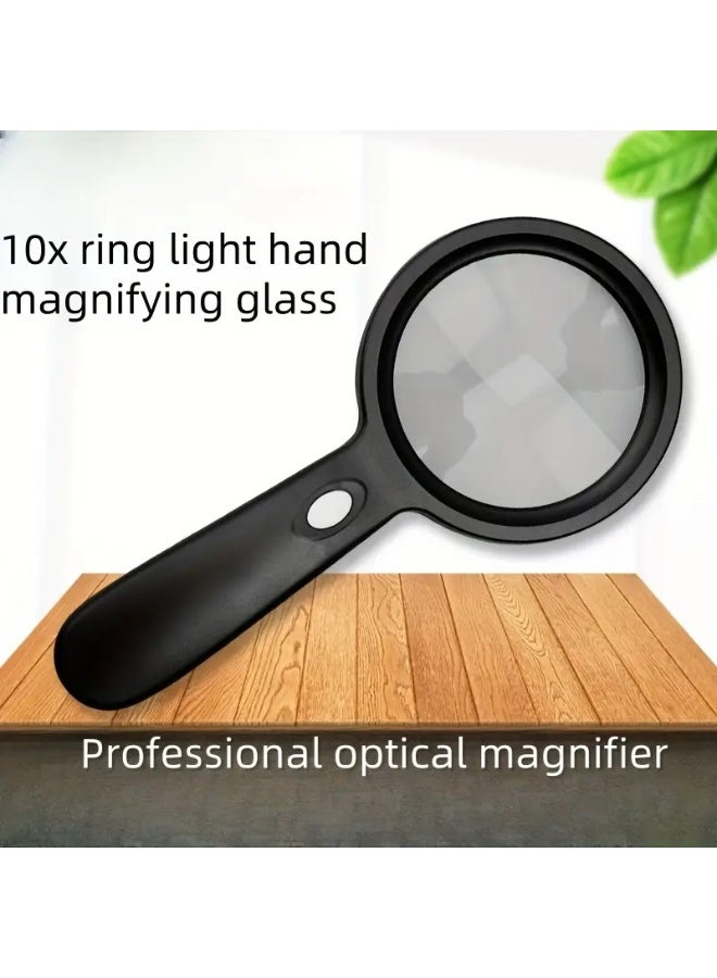 Magnifying Glass with Light, 10X Handheld Large Magnifying Glass 12 LED Illuminated Lighted Magnifier for Macular Degeneration, Seniors Reading, Soldering, Inspection, Coins, Jewelry, Exploring - Image 3