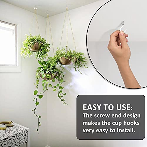 Romeda 90 Pcs White Ceiling Hooks kit, 6 Sizes Vinyl Coated Screw-in Plant, Kitchen, Cup, Ceiling Hooks for Hanging (1/2in, 5/8in,3/4in,7/8in,1'',1-1/4in) - Image 4