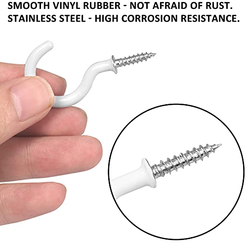 Romeda 90 Pcs White Ceiling Hooks kit, 6 Sizes Vinyl Coated Screw-in Plant, Kitchen, Cup, Ceiling Hooks for Hanging (1/2in, 5/8in,3/4in,7/8in,1'',1-1/4in) - Image 3