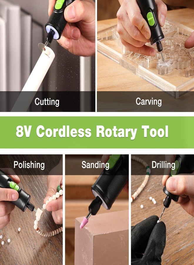 WORKPRO Cordless Rotary Tool, 8V Rotary Tool Kit with 117 Accessories, 6 Variable Speed, Type-C Charging, LED Work Light, Power Rotary Tool for Sanding, Polishing, Engraving, Drilling, Cutting, DIY - Image 5