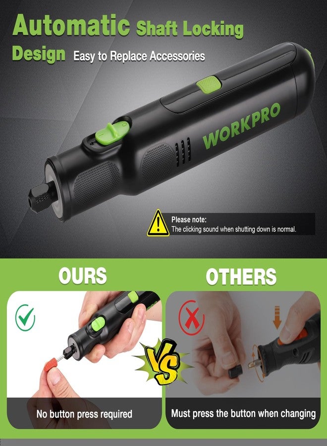 WORKPRO Cordless Rotary Tool, 8V Rotary Tool Kit with 117 Accessories, 6 Variable Speed, Type-C Charging, LED Work Light, Power Rotary Tool for Sanding, Polishing, Engraving, Drilling, Cutting, DIY - Image 4