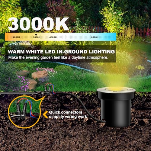 ALEDECO 4 Pack 3w 12v Low Voltage In-ground Lights LED Landscape Light Waterproof IP67 Pathway Lights Outdoor spotlights Trees Flags for Garden,Yard,Tree (Warm White) - Image 4
