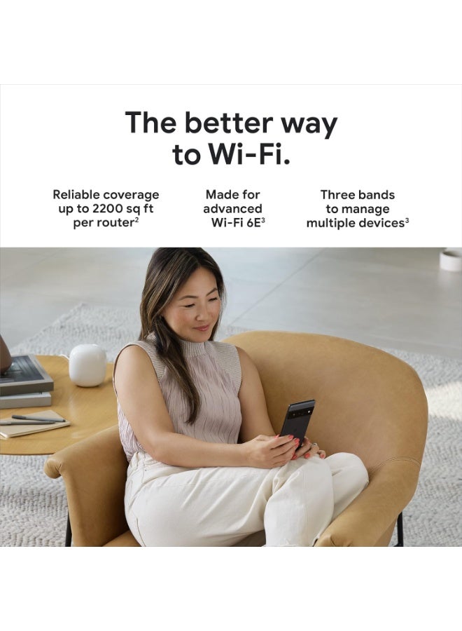 Google Nest Router Wi-Fi Pro 6e (2 Pack) (GA03689-US) Snow - Image 2