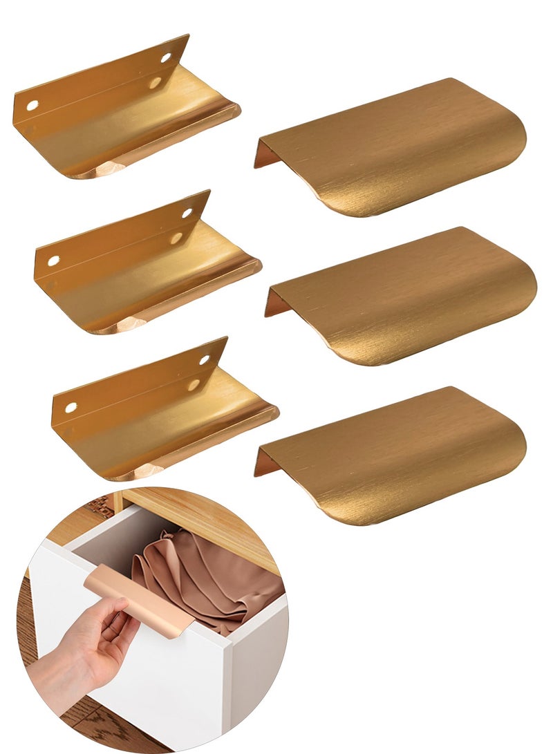 Set of 6, Cabinet Pulls Cabinet Hardware Hidden Finger Pull Handles Kitchen Door Pulls (Gold)  - Image 1