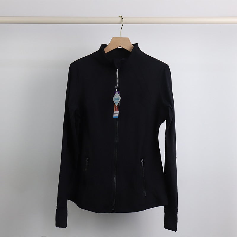 Generic [strict selection] summer yoga clothing coat womens autumn and winter wear sports fitness zipper slim yoga clothing long sleeve autumn Wt-046h fashion black 