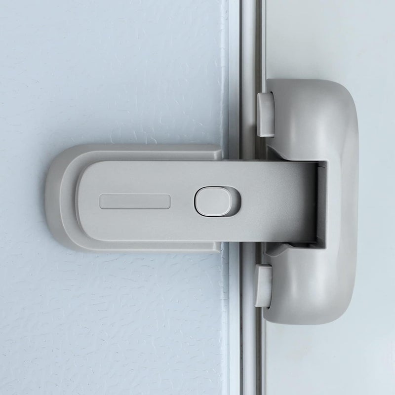 CLYMENE Refrigerator Fridge Freezer Door Lock for Kids, Child Proof Refrigerator Latch Lock to Keep Door Closed, No Tools Required and Easy Installation (Grey) - Image 1