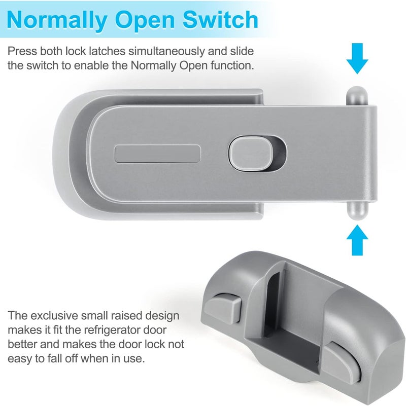 CLYMENE Refrigerator Fridge Freezer Door Lock for Kids, Child Proof Refrigerator Latch Lock to Keep Door Closed, No Tools Required and Easy Installation (Grey) - Image 4