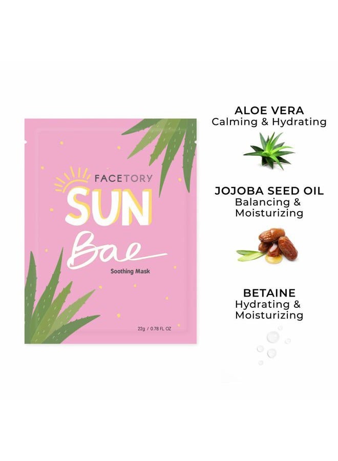 FACETORY K Beauty Face Mask Skin Care - SUN BAE SOOTHING Sheet Mask with Aloe & Shea Butter | After Sun Care, Soothe & Restore (5 Pack) - Image 3