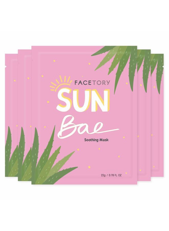 FACETORY K Beauty Face Mask Skin Care - SUN BAE SOOTHING Sheet Mask with Aloe & Shea Butter | After Sun Care, Soothe & Restore (5 Pack) - Image 1