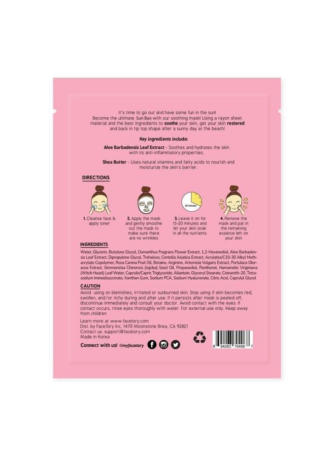 FACETORY K Beauty Face Mask Skin Care - SUN BAE SOOTHING Sheet Mask with Aloe & Shea Butter | After Sun Care, Soothe & Restore (5 Pack) - Image 2
