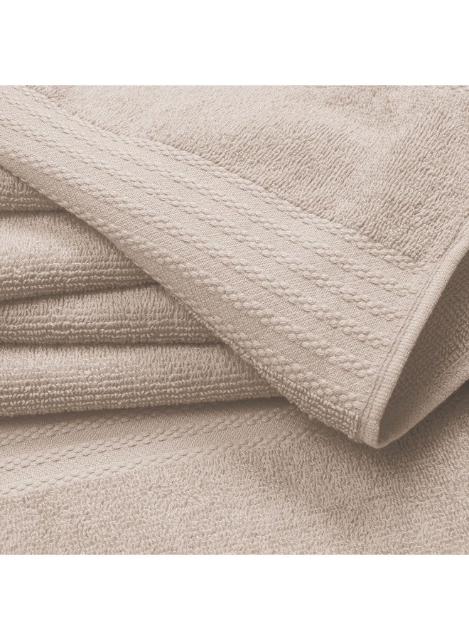 GLAMBURG Ultra Soft 8-Piece Towel Set - 100% Pure Ringspun Cotton, Contains 2 Oversized Bath Towels 27x54, 2 Hand Towels 16x28, 4 Wash Cloths 13x13 - Ideal for Everyday use, Hotel & Spa - Tan - Image 2