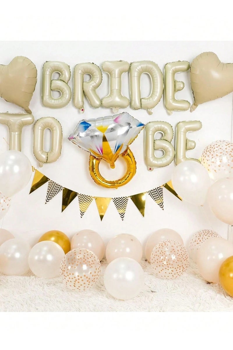 A complete 30-piece bachelorette party decoration set that includes latex and confetti balloons, with heart- and star-shaped balloons in elegant white and gold tones. Perfect for celebrating bachelorette parties, bridal showers, weddings, and engagement events. - Image 3