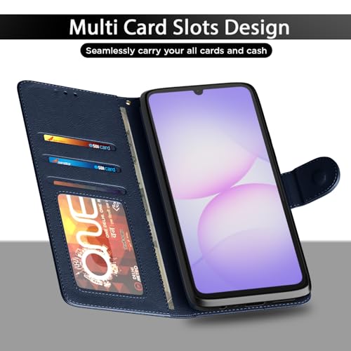 Pikkme Flip Cover for Samsung Galaxy F70e 5G | M07 | M17e / F07 | A07 | A07 5G| Leather Finish | Card Slots | Wallet Stand | Shockproof Protection Flip Case (Blue) - Image 5