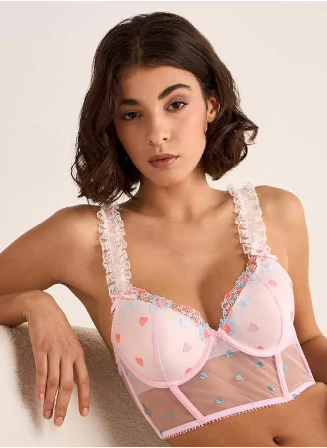 FAV Embroidered Corset Bra and Briefs Set