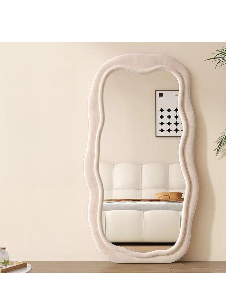 Irregular Clouds Shaped Wave Fitting Mirror, Home Girls Make-Up Mirror, Clothing Shop Floor Mirror, Dressing Fitting Mirror, Suitable for Home Shop(Beige) - Image 1