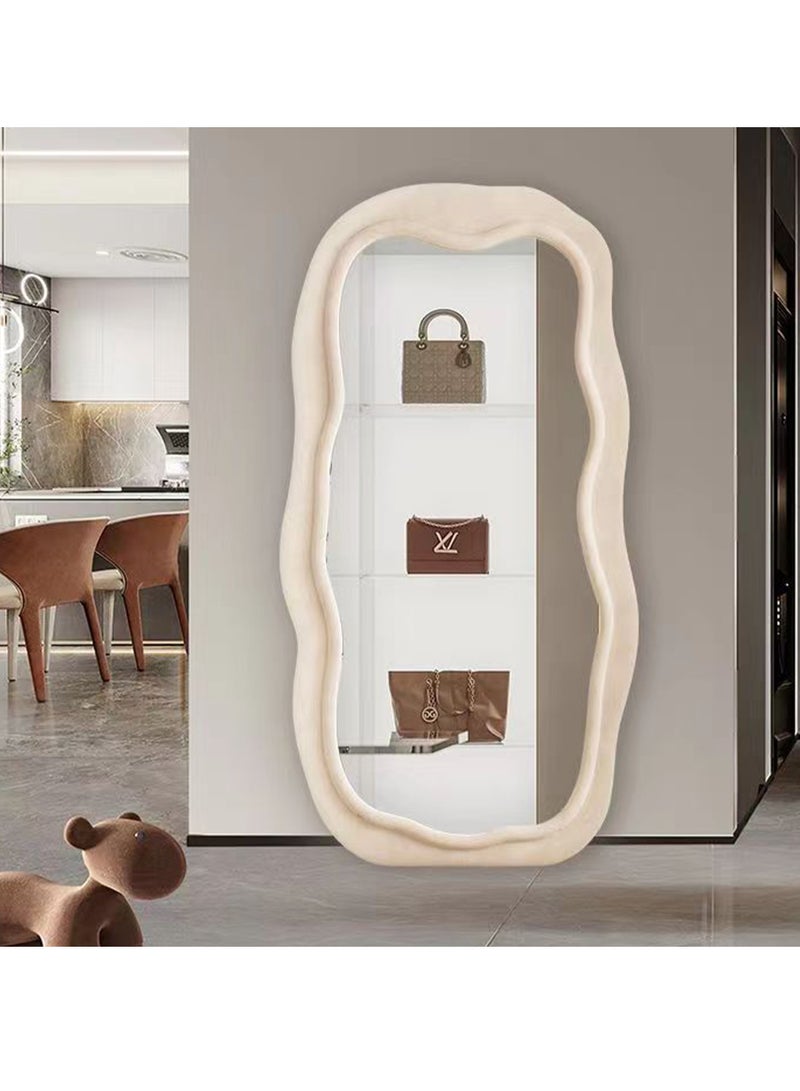 Irregular Clouds Shaped Wave Fitting Mirror, Home Girls Make-Up Mirror, Clothing Shop Floor Mirror, Dressing Fitting Mirror, Suitable for Home Shop(Beige) - Image 3