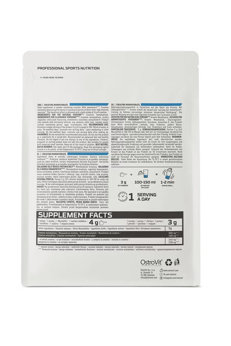OstroVit Creatine Monohydrate, Green Apple Flavour, 300g - Image 2