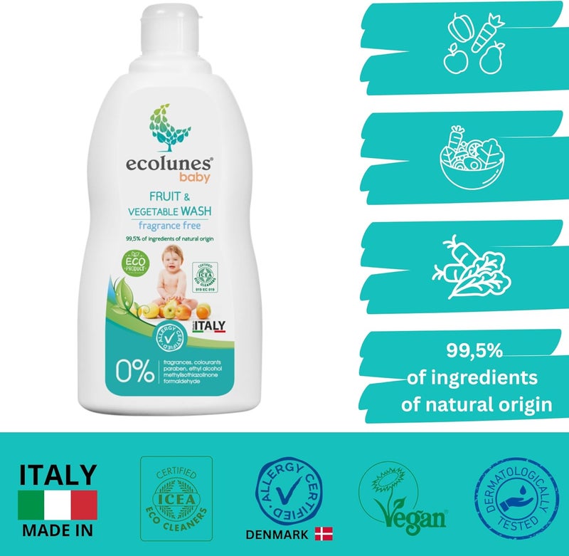 Ecolunes Fragrance Free Baby Fruit and Vegetable Wash 500 ml - Image 1