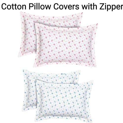HOUSE FOX Set of 3 Pair Or 6 Pcs Cotton Zip/Chain Pillow Covers/Cases/Protectors (NOT Pillow) Set of 3 Pair Or 6 Pcs,Size -18x28inch (18 X 28 inch, Multicolor) - Image 2