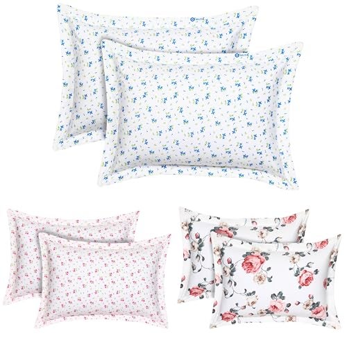 HOUSE FOX Set of 3 Pair Or 6 Pcs Cotton Zip/Chain Pillow Covers/Cases/Protectors (NOT Pillow) Set of 3 Pair Or 6 Pcs,Size -18x28inch (18 X 28 inch, Multicolor) - Image 1