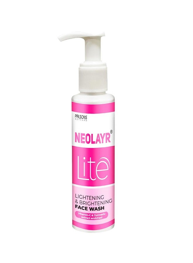 Neolayr Lite Lightening & Brightening Face Wash | Enriched with Vitamin C and Turmeric Extract | Darkspots FaceWash| Reduces Scars | 100 ML
