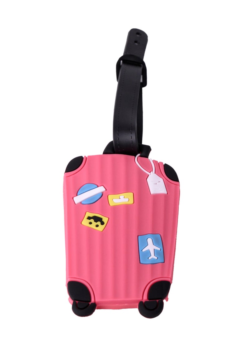Cuisine Art Luggage Tag with Name ID Card, Personalized Identifier ID Labels, Flexible PVC Travel Tags, Secure Travel Luggage Labels for Baggage Identity, Suitcase Tag – Trolley Shape, Pink  - Image 1