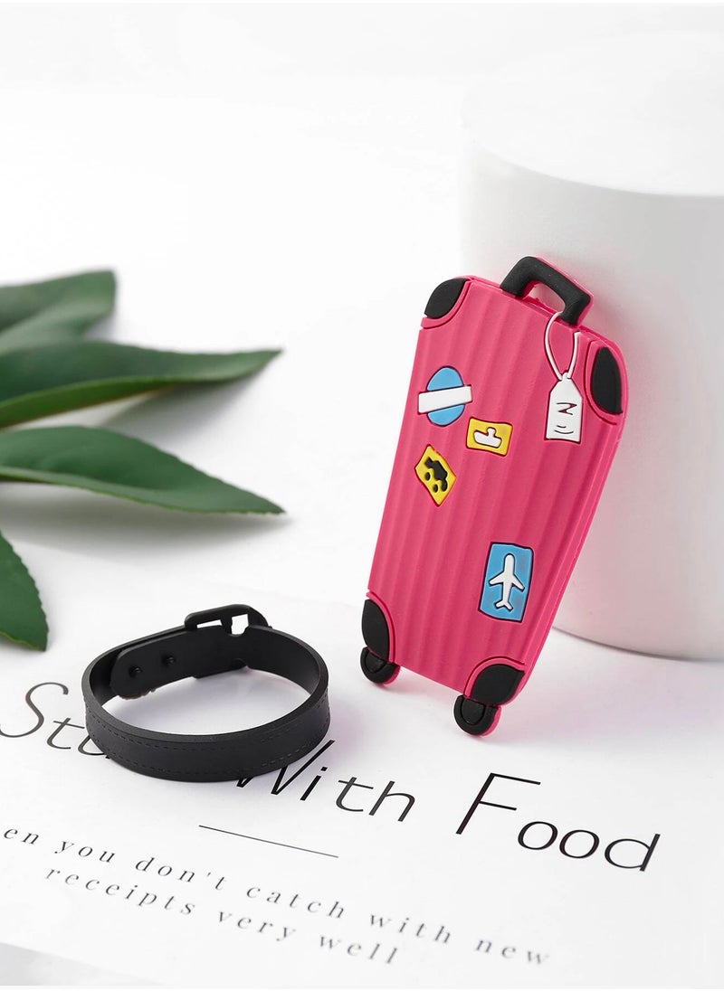 Cuisine Art Luggage Tag with Name ID Card, Personalized Identifier ID Labels, Flexible PVC Travel Tags, Secure Travel Luggage Labels for Baggage Identity, Suitcase Tag – Trolley Shape, Pink  - Image 4