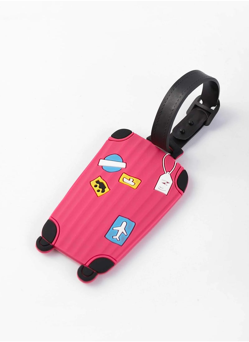 Cuisine Art Luggage Tag with Name ID Card, Personalized Identifier ID Labels, Flexible PVC Travel Tags, Secure Travel Luggage Labels for Baggage Identity, Suitcase Tag – Trolley Shape, Pink  - Image 3