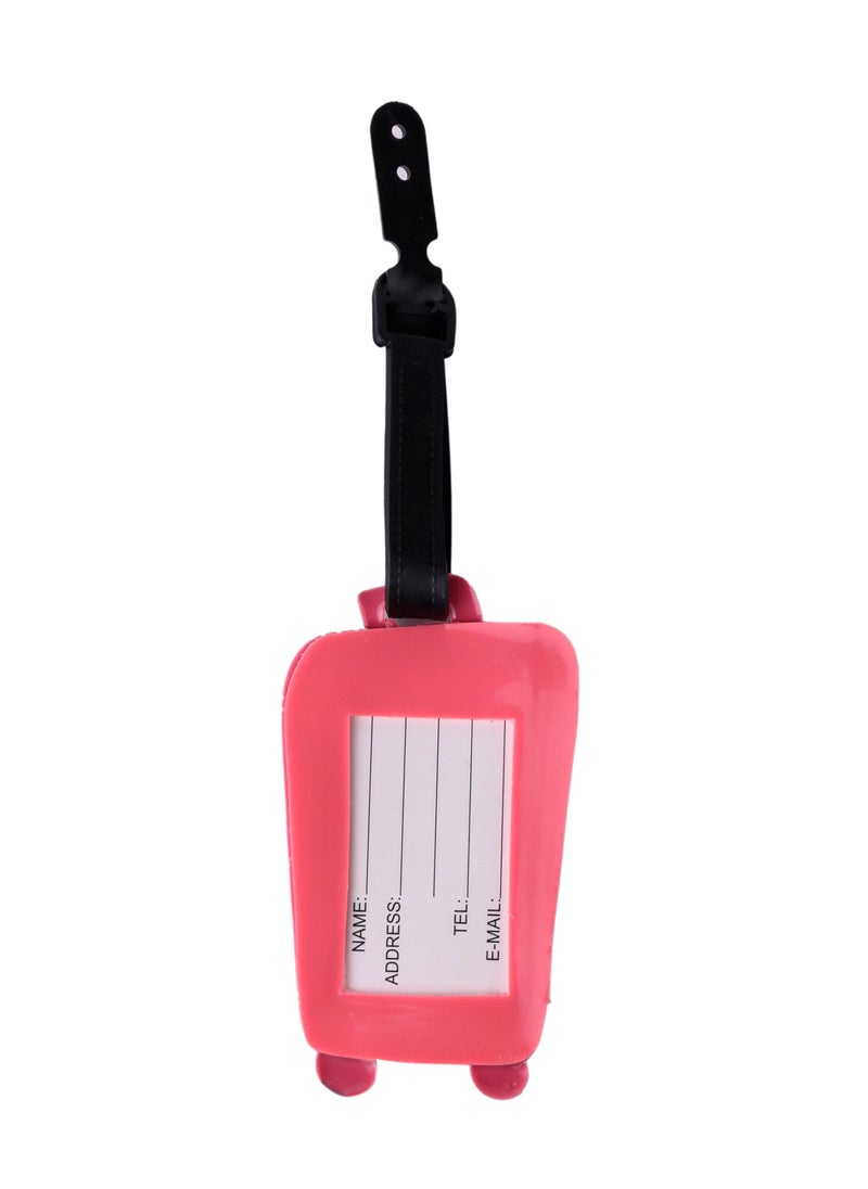 Cuisine Art Luggage Tag with Name ID Card, Personalized Identifier ID Labels, Flexible PVC Travel Tags, Secure Travel Luggage Labels for Baggage Identity, Suitcase Tag – Trolley Shape, Pink  - Image 2