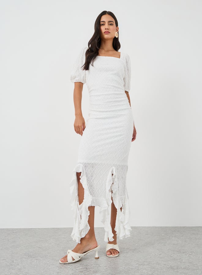 Styli Eyelet Ruffle Hem Dress - Image 2