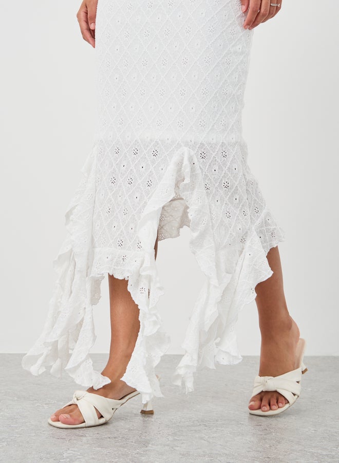 Styli Eyelet Ruffle Hem Dress - Image 5