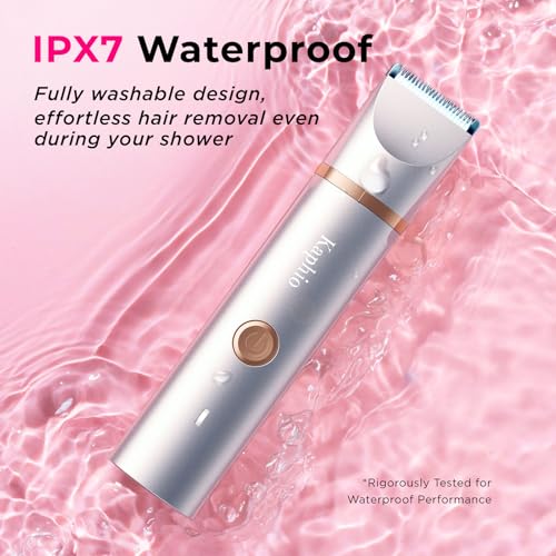 Kaphio Bikini Trimmer for Women Pubic Hair: IPX7 Waterproof Electric Razors - Rechargeable Electric Body Shaver for Legs, Underarms, Bikini Line- Christmas Gifts for Women (Rose Gold) - Image 3