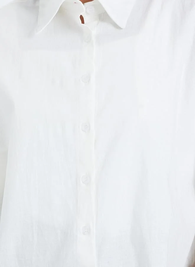 Styli  Women White Solid Oversize Short Sleeve Shirt for Women | Best Price UAE