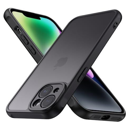 Tobfit Polycarbonate Matte Case for iPhone 14 6.1 inch, Military-Grade Shockproof Drop Protection, Frosted Translucent Back Cover, Anti-Fingerprint (Black) - Image 1
