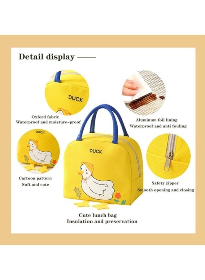 Lunch Bag – Cute Duck Pattern Kawaii Cartoon Thermal Food Tote, Reusable Warm  Cool Lunch Handbag for Work, Picnic, School (Yellow) - Image 2