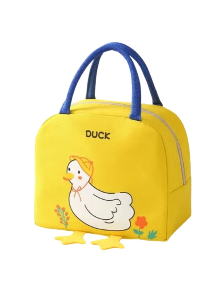 Lunch Bag – Cute Duck Pattern Kawaii Cartoon Thermal Food Tote, Reusable Warm  Cool Lunch Handbag for Work, Picnic, School (Yellow) - Image 1