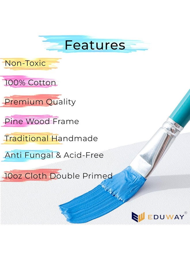 Eduway® 12x16 inches Pre Stretched Medium Grain 7Oz Primed Cotton Painting Canvas with Wooden Frame for Beginners & Artist | Suitable with Acrylic, Oil, Water Colours- (Set of 2) - Image 3