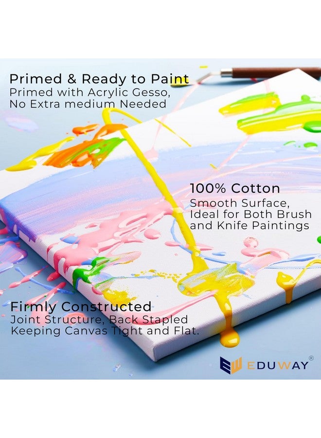 Eduway® 12x16 inches Pre Stretched Medium Grain 7Oz Primed Cotton Painting Canvas with Wooden Frame for Beginners & Artist | Suitable with Acrylic, Oil, Water Colours- (Set of 2) - Image 4