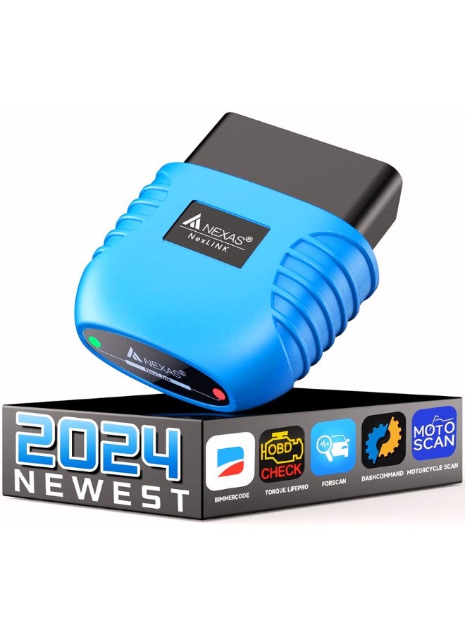 NEXUS - NexLink OBD2 Scanner Bluetooth 5 Wireless Compatible with Third Party Apps Universal Code Reader for Cars and Motorcycles Fault Check OBDII Scan Tool - Image 1