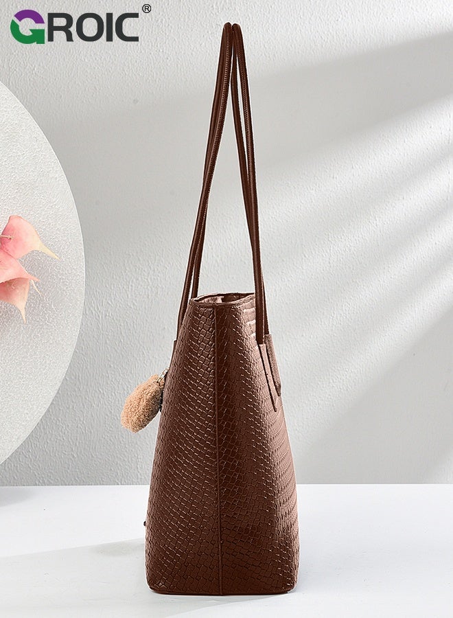 GROIC Fashion Tote Bags Shoulder Bag,Purses and Handbags for Women,Womens Totes Purse Shoulder Bags with Bear Pendant,Laptop Compartment Handbags for Business Office Work - Image 2