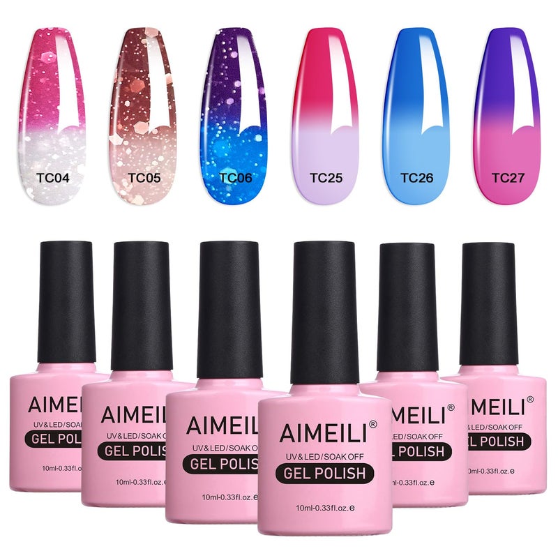AIMEILI Mood Changing Nail Polish Gel Soak Off U V LED Chameleon Gel Nail Polish Set Of 6pcs X 10ml- Kit Set 14 - Image 1