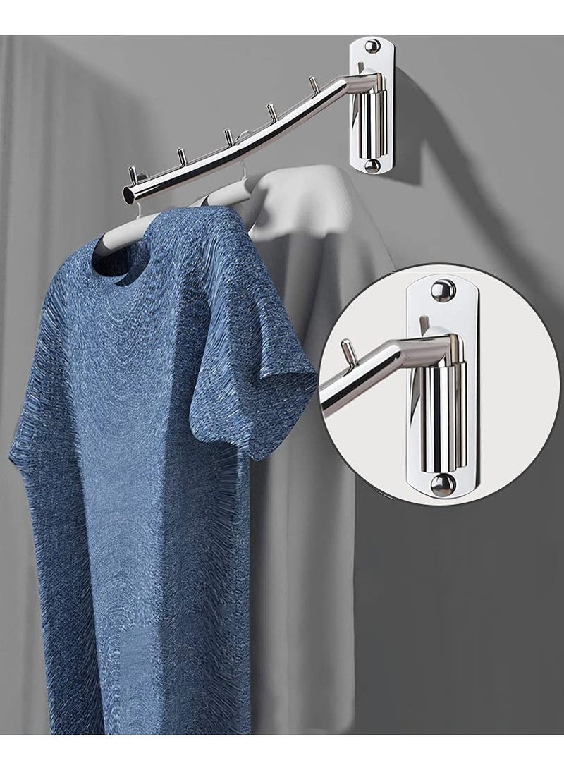 SYOSI Wall Mounted Clothes Hanger Rack, Stainless Steel Garment Hooks with Swing Arm Holder, Space Saver Clothing and Closet Rod Storage Organizer for Laundry Room Bedrooms Bathrooms - Image 3