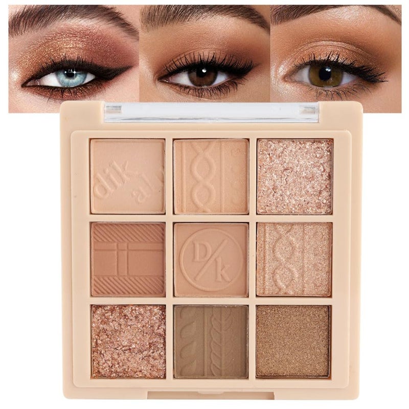 CAKAILA 9Colors Neutral Eye Shadow Palette Eyeshadow Kit Nudes,Matte Glitter Natural Neutral Eyeshadow Palettes for Hazel Eyes Long Lasting Naturing-Looking Travel Eyeshadow Nude Palette - Image 1