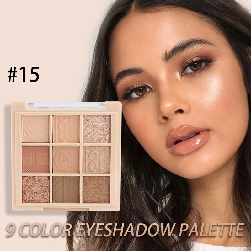 CAKAILA 9Colors Neutral Eye Shadow Palette Eyeshadow Kit Nudes,Matte Glitter Natural Neutral Eyeshadow Palettes for Hazel Eyes Long Lasting Naturing-Looking Travel Eyeshadow Nude Palette - Image 3