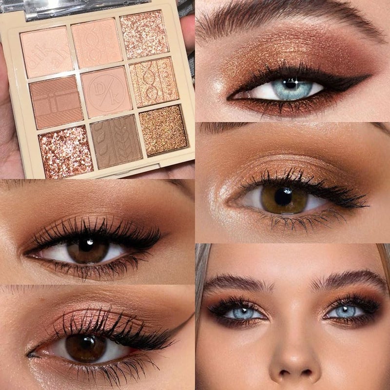 CAKAILA 9Colors Neutral Eye Shadow Palette Eyeshadow Kit Nudes,Matte Glitter Natural Neutral Eyeshadow Palettes for Hazel Eyes Long Lasting Naturing-Looking Travel Eyeshadow Nude Palette - Image 2